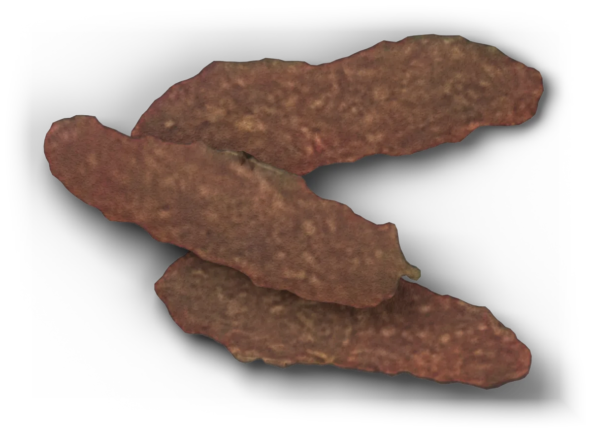 Three Beef meat chips out of the bag